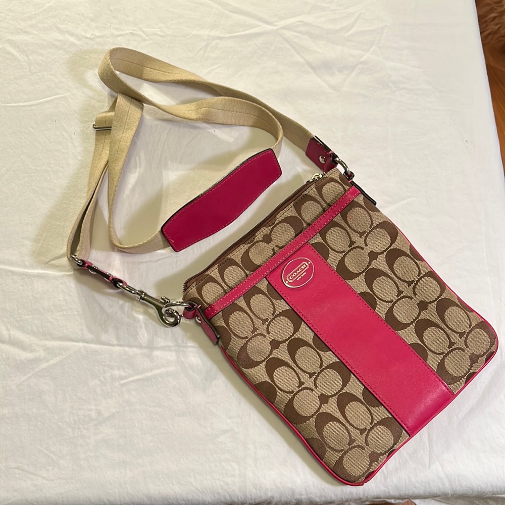 Tan and Pink Coach Crossbody